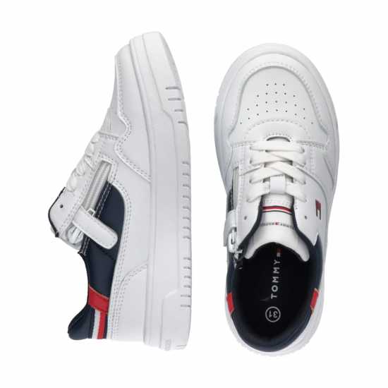 Tommy Hilfiger Colour-Blocked Lace-Up Trainers Junior Бяло 100 Детски високи кецове