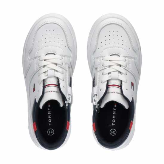 Tommy Hilfiger Colour-Blocked Lace-Up Trainers Junior Бяло 100 Детски високи кецове