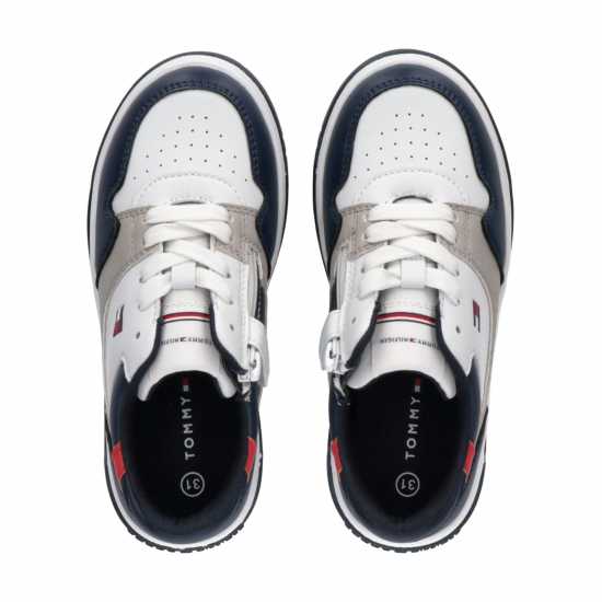 Tommy Hilfiger Colour-Blocked Lace-Up Trainers Junior Бяло/Синьо 003 Детски високи кецове