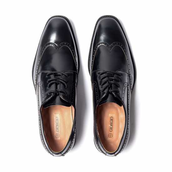 Giorgio Men Brogue Leather Oxford Shoes Черно 