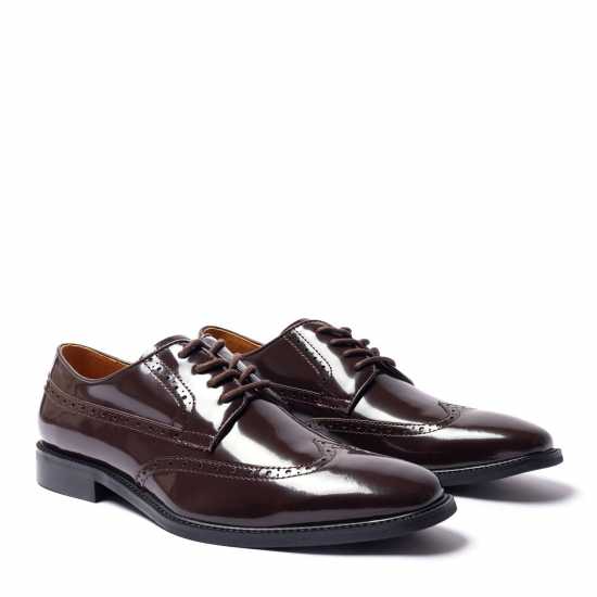 Giorgio Men Brogue Leather Oxford Shoes Кафяво 