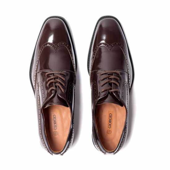 Giorgio Men Brogue Leather Oxford Shoes Кафяво 