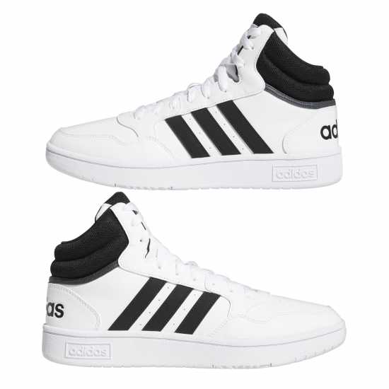 Adidas Hoops 3.0 Mid Classic Vintage Shoes Mens Черно/Бяло Мъжки баскетболни маратонки