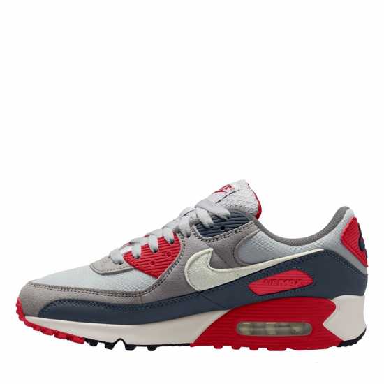 Nike Air Max 90 Trainers Mens Сиво/червено 