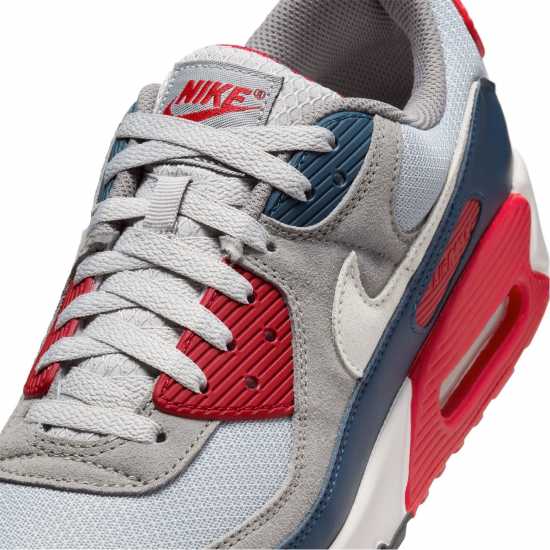 Nike Air Max 90 Trainers Mens Сиво/червено 