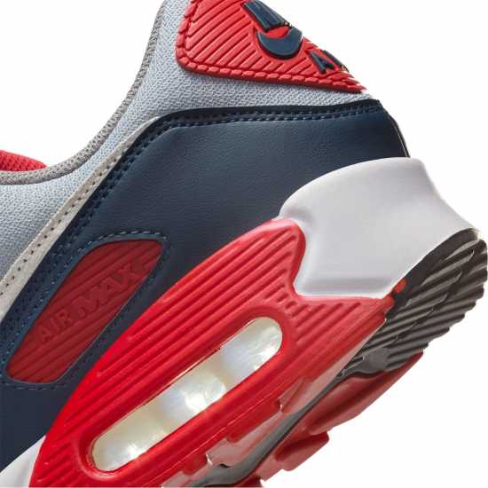 Nike Air Max 90 Trainers Mens Сиво/червено 