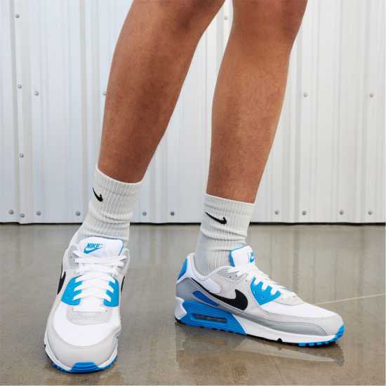 Nike Air Max 90 Trainers Mens Wht/Blu/Gry Мъжки маратонки