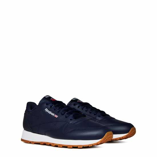 Reebok Мъжки Кожени Маратонки Classic Leather Mens Trainers Navy/White Мъжки маратонки