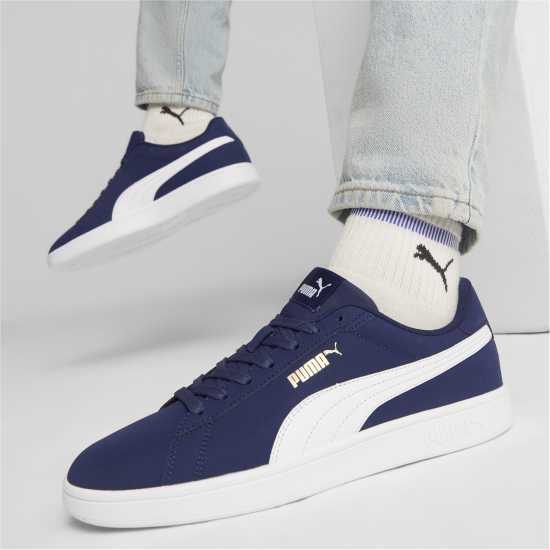 Puma Smash 3.0 Buck Low-Top Trainers Mens Морско синьо/Бяло Puma Footwear