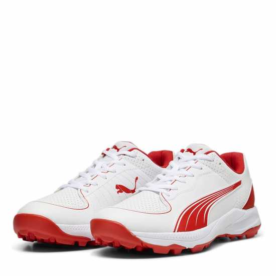 Puma 24 Fh Rubber Sole Cricket Shoes Бяло/Мента/Ябълка Крикет