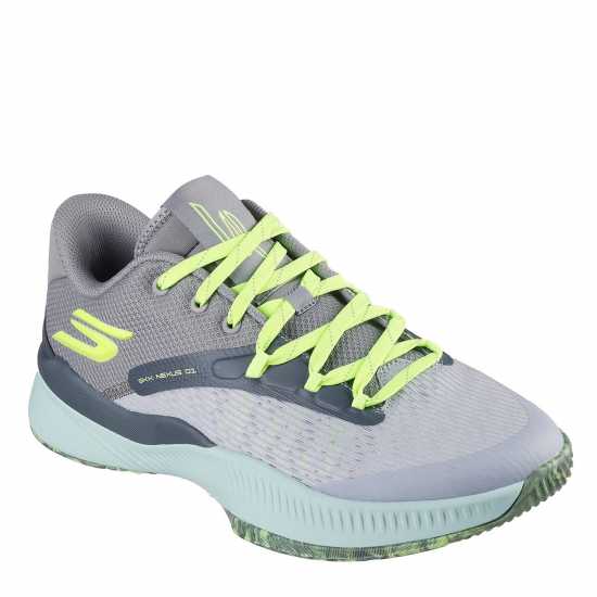 Skechers Breathable Mesh Goodyear Low Top La Basketball Trainers Mens Угъл/Зелен Баскетболни маратонки