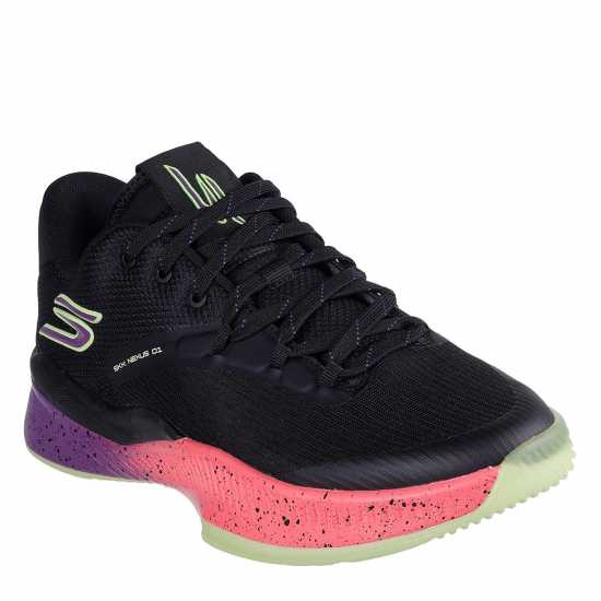 Skechers Breathable Mesh Goodyear Low Top La Basketball Trainers Mens Черно/Розово Баскетболни маратонки