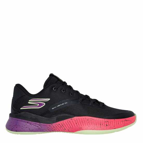 Skechers Breathable Mesh Goodyear Low Top La Basketball Trainers Mens Черно/Розово Баскетболни маратонки