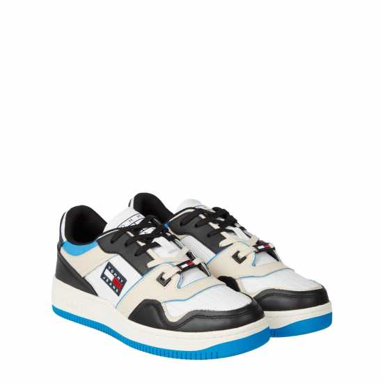 Tommy Jeans Retro Leather Basket Trainers Черно/син BDS 