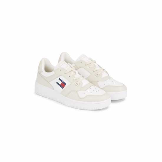 Tommy Jeans Retro Leather Basket Trainers Бяло/Екръ 