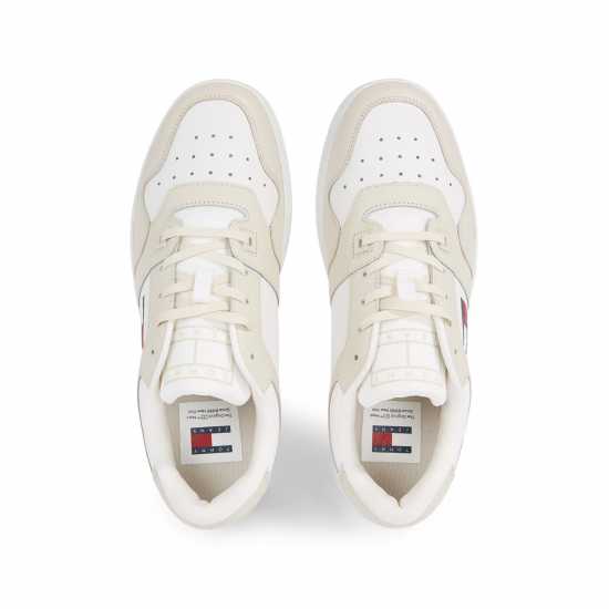 Tommy Jeans Retro Leather Basket Trainers Бяло/Екръ 