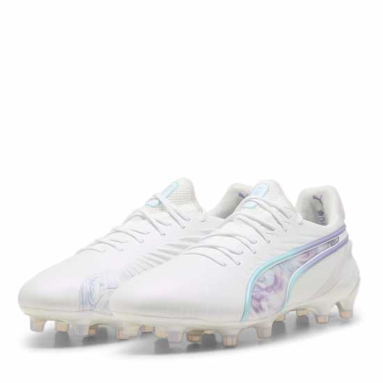 Puma King Ultimate Womens Firm Ground Football Boots Бяло/Черно/Лилаво 