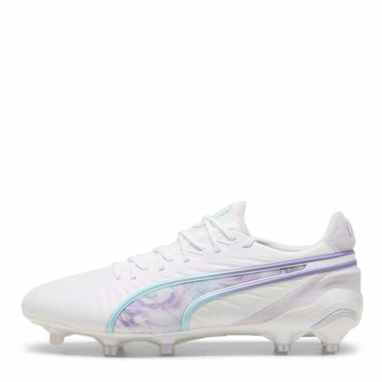 Puma King Ultimate Womens Firm Ground Football Boots Бяло/Черно/Лилаво 