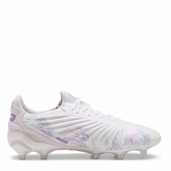 Puma King Ultimate Womens Firm Ground Football Boots Бяло/Черно/Лилаво 