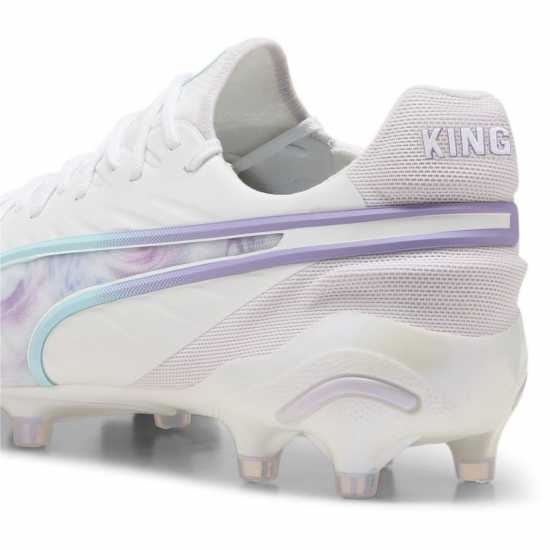 Puma King Ultimate Womens Firm Ground Football Boots Бяло/Черно/Лилаво 