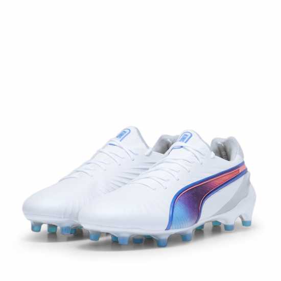 Puma King Ultimate Womens Firm Ground Football Boots Бяло/Синьо/Сиво 