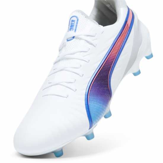 Puma King Ultimate Womens Firm Ground Football Boots Бяло/Синьо/Сиво 