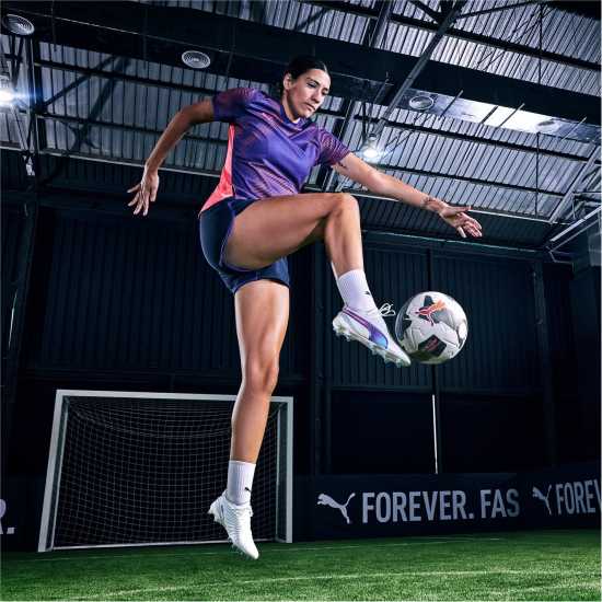 Puma King Ultimate Womens Firm Ground Football Boots Бяло/Синьо/Сиво 