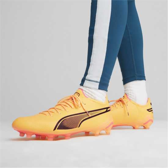 Puma Мъжки Футболни Бутонки King Ultimate Firm Ground Womens Football Boots Залез/Черен 