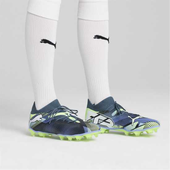 Puma Future 7 Match Rush Firm Ground Football Boots Сиво/Бяло/Зелено 