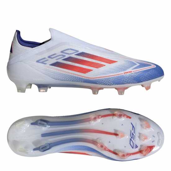 Adidas F50 Elite Laceless Firm Ground Football Boots Бяло/Червено/Синьо Футболни стоножки