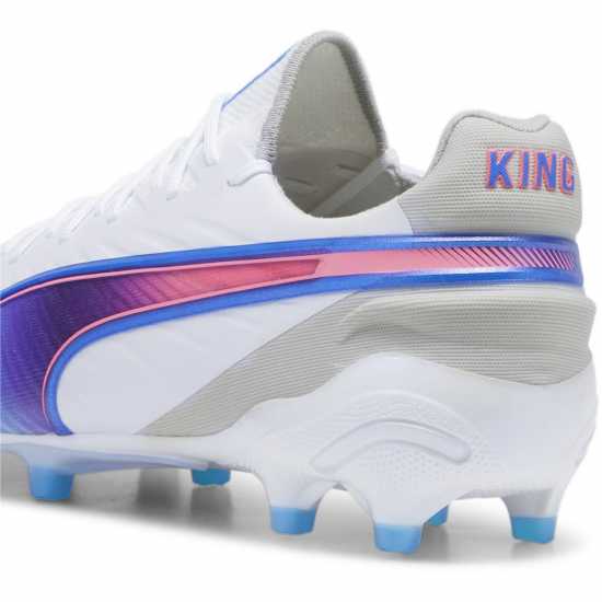 Puma King Ultimate Launch Firm Ground Football Boots Бяло/Синьо/Сиво Футболни стоножки