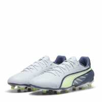 Puma King Match Firm Ground Football Boots Grey/Yellow 