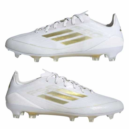 Adidas F50 Pro Firm Ground Football Boots Бяло/Златно/Бяло Футболни стоножки