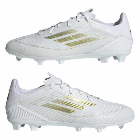 Adidas F50 League Firm Ground Football Boots Бяло/Златно/Бяло Футболни стоножки