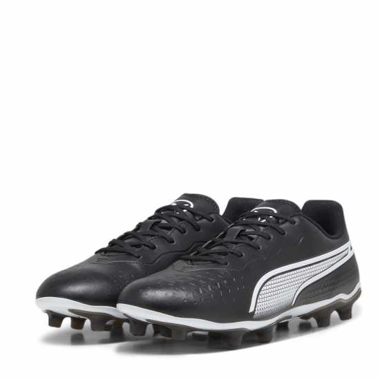 Puma King Match Firm Ground Football Boots Black/White Футболни стоножки