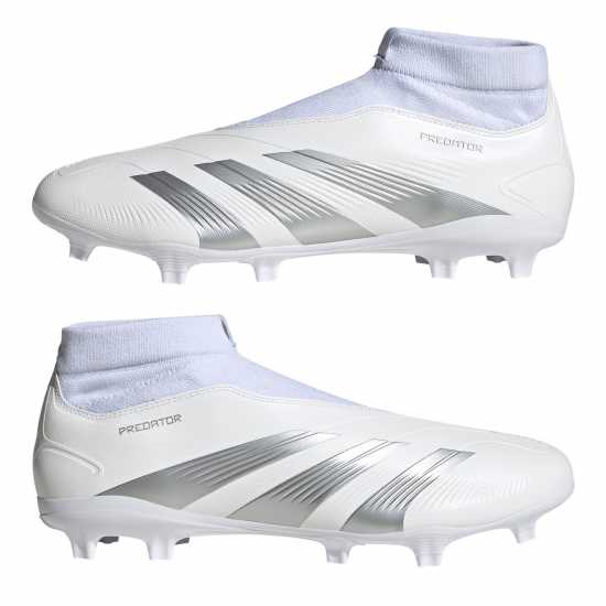 Adidas Predator 24 League Laceless Firm Ground Football Boots Бяло/сребро Футболни стоножки