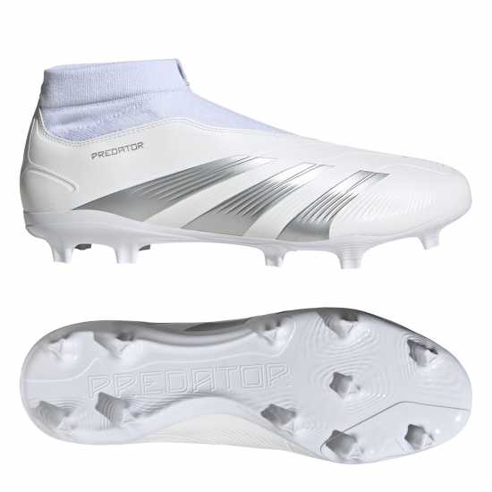 Adidas Predator 24 League Laceless Firm Ground Football Boots Бяло/сребро Футболни стоножки