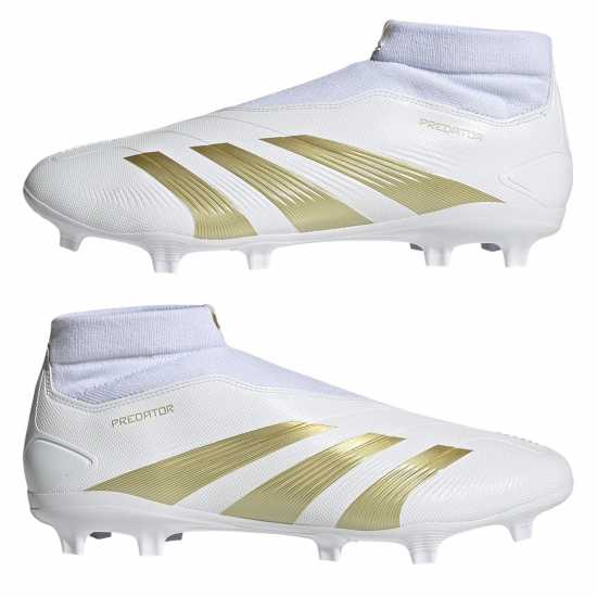 Adidas Predator 24 League Laceless Firm Ground Football Boots Бяло/Златно/Бежово Футболни стоножки