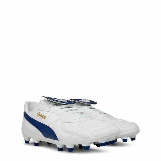 Puma King Cup Fg Football Boots White/Blue Мъжки футболни бутонки