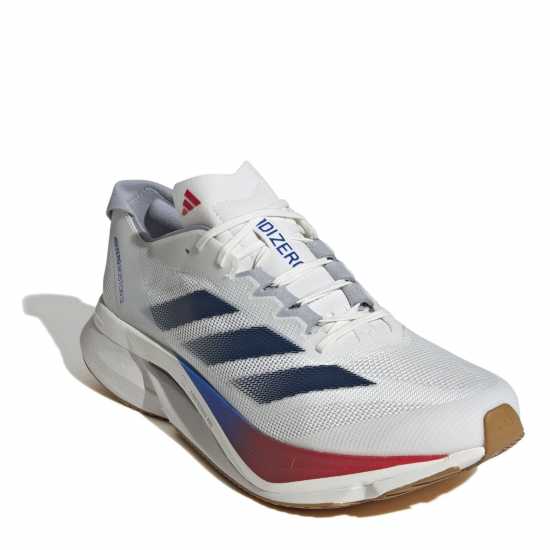 Adidas Мъжки Маратонки За Бягане Adizero Boston 12 Mens Running Shoes Бяло/Синьо/Рубин Мъжки маратонки за бягане