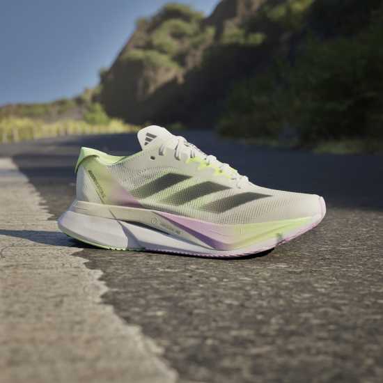 Adidas Мъжки Маратонки За Бягане Adizero Boston 12 Womens Running Shoes Бяло/Зелено 