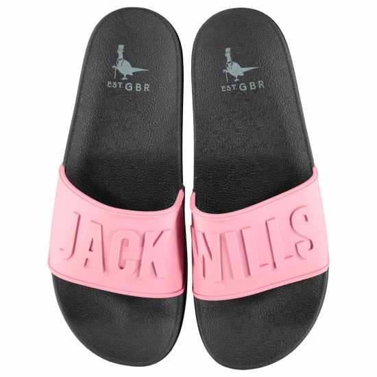 Jack Wills Logo Sliders Розово/Тъмно синьо Дамски сандали и джапанки