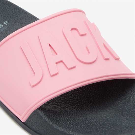 Jack Wills Logo Sliders Розово/Тъмно синьо Дамски сандали и джапанки