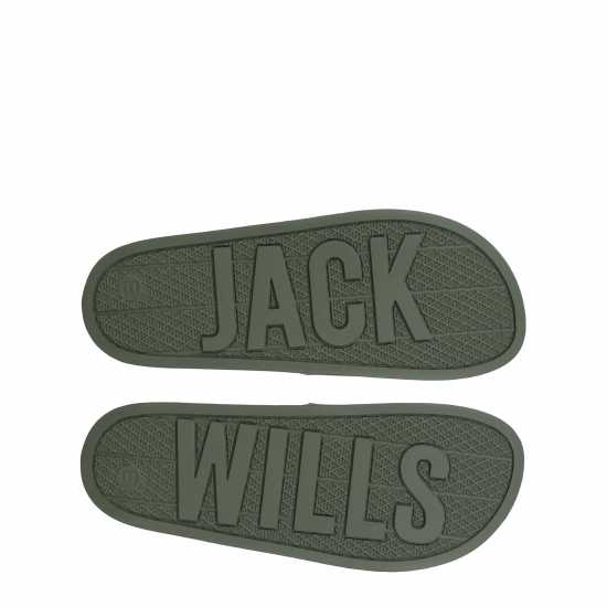 Jack Wills Contrast Logo Slider Хаки/Бяло Мъжки сандали и джапанки