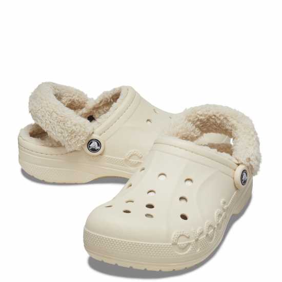 Crocs Baya Lined Fuzz-Strap Clogs Womens Зимно бяло Чехли