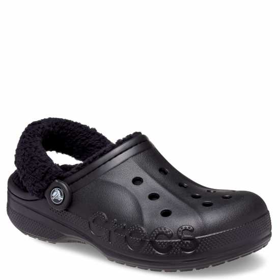 Crocs Baya Lined Fuzz-Strap Clogs Womens Черно Чехли