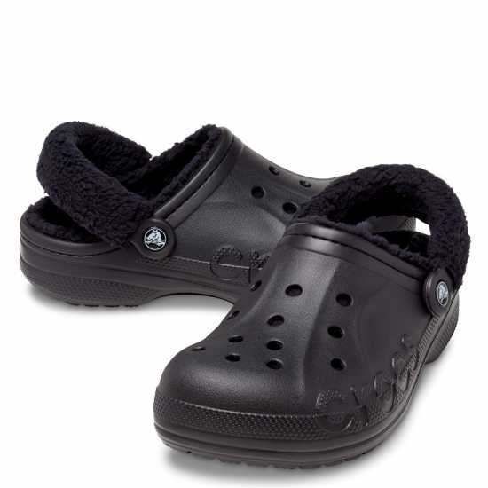 Crocs Baya Lined Fuzz-Strap Clogs Womens Черно Чехли