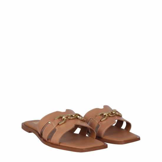 Biba Flat Chain Sandal Кафяво 