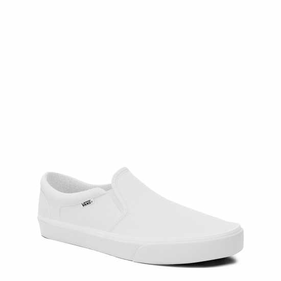 Vans Asher Slip On Canvas Trainers Womens Истинска бяла 