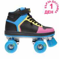 Rookie Hype Hi Top Trainer Girls Quad Skates Black/Blue/Pink Детски ролкови кънки
